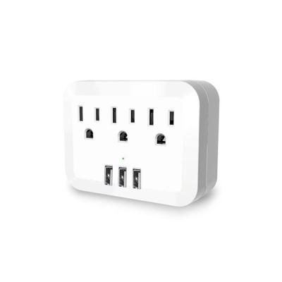 China New Trend Residential / Multipurpose Lots of 3 AC Outlets and 3 US Multi USB Ports Outlet Plug in Supplement US Standard Power Strip with USB for sale