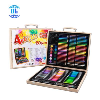 China Kids .students DG New 150 Model Kids Art Set Wooden Wood Paper Box Case with Drawing Colors Marker Pen Art Coloring Set for sale