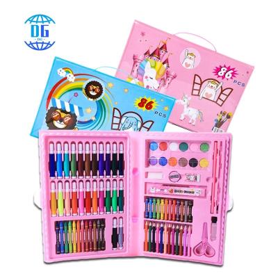 China Kids .students DG Wholesale 86pcs Art Set Including Watercolor Crayons Oil Pastels for Kids Gift for Drawing and Art Stationery for sale