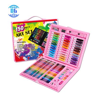 China Kids .students DG Wholesale 150PCS PVC Crayon Pencil Set for Children's Art and Craft for Painting and Stationery in Attractive Pink Gift Set for sale