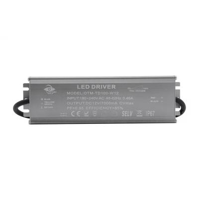 China LED Lighting IP67 Constant Voltage Dimmable TRIAC LED Driver OTM-TD100-W12/24 100W for sale