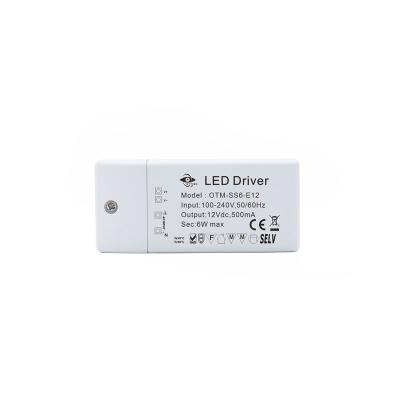 China LED Lighting OTM-SS6-E12 6W 12W 15W 20W 24W 30W 12V/24V CE IP20 Constant Voltage 6W Led Driver for sale