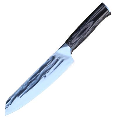 China Sustainable Hot Sales 8Inch 5Cr15Mov Steel Hammering Blade Japan Chef Kitchen Knives For Cooking Slicer With Wooden Color Handle Kiritsuke for sale