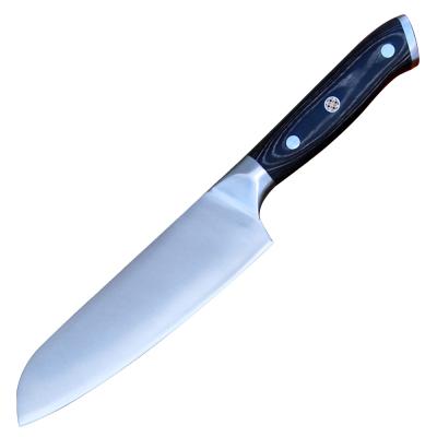 China Viable Professional Steel Sharp 5Cr15MoV Knife Kitchen Knife Pakka Wood Chef Handle 7inch Santoku Knives for sale