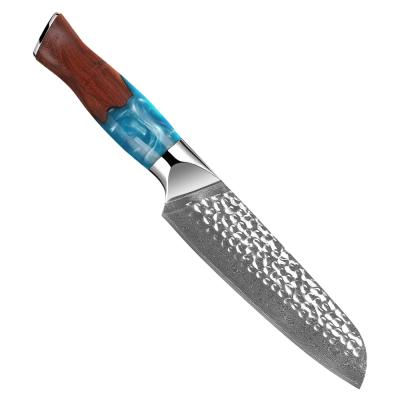 China LFGB New Arrival Viable Quality VG10 Damascus Japanese Santoku Chef Knives 67 Layers Resin Steel Handle Knife for sale