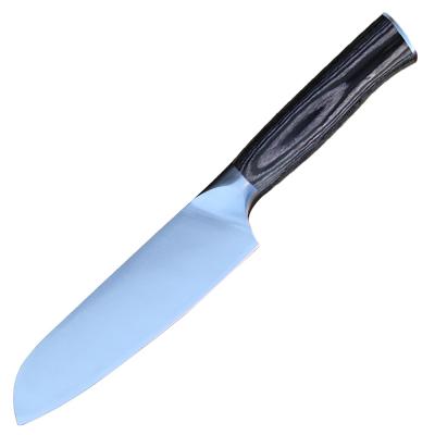 China New Design 7inch Santoku Knife Pakkawood Handle Pakkawood Grind Sharp Blade Viable Slicer Sharp Blade Japanese Steel Chef Knife 5cr15mov for sale