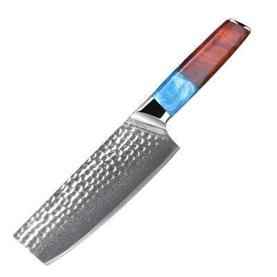 China 6.5Inch Nakiri Resin Rosewood Handle Viable New Arrival 67layers VG10 Damascus LFGB 10Cr15CoMoV Steel Japanese Chef Knives for sale