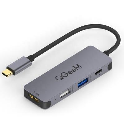 China Branded Qgeem Thunderbolt SuperSpeed ​​/ Slim & Compact Docking Station 4 in 1 PD Type C USB Hub for sale