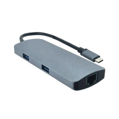 China Multi SuperSpeed ​​/ Slim And Compact Hd-MI USB C Male To Exceed USB 3.0 Female LAN 6 In 1 Type C HUB for sale