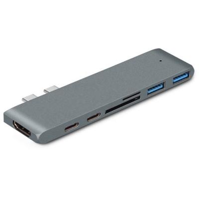 China 4K Type SuperSpeed ​​/ Slim and Compact 3.0 SD Card Thunderbolt 2.0 Dual 7 in 1 USB C Hub for Macbook Pro for sale