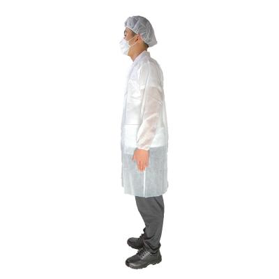 China Clean Room Lab Coat MOQ 500pcs Disposable Unisex Long Sleeve Lab Coat for sale