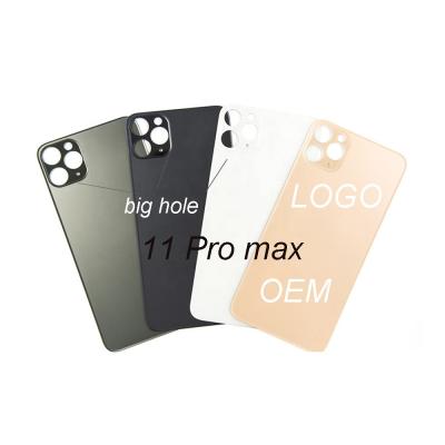 China Back Panel Glass Cover For iphone 11 Pro Max Back Glass Replacement With Big Hole LOGO Sticker for sale