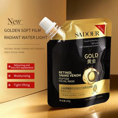 China Golden Retinol Snake Venom Peptide Tear Pull Facial Moisturizer OEM/ODM Facial Masks Beauty Pore Remover Face Care Collagen Hydration Mask for sale