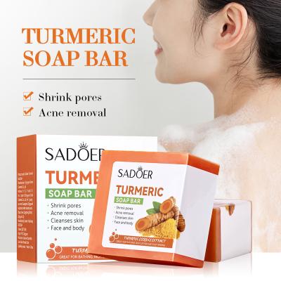 China OEM Vegan Face&Body Bar Soap Base Cleansing Base Cleanse Remove Dark Spot Removal Turmeric Scrub Acne Treatment Soap for sale