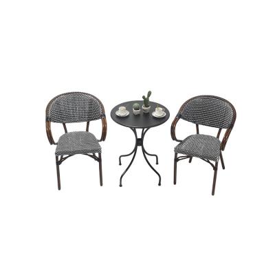 China Modern Aluminum Outdoor Wicker Garden Leisure Furniture Modern Style Bistro Sets Patio Chair Garden Table for sale