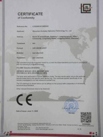 CE - Shenzhen Hortykey Optronics Technology Co., Ltd.