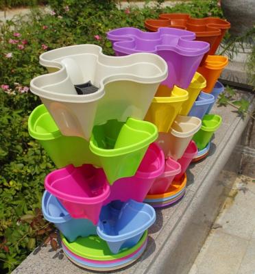 China Wholesale Durable Plastic Hydroponics Tower Garden Stackable Vertical Pots For Strawberry Or Vegetable for sale