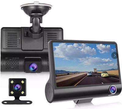 China Waterproof Car DVR Black Box 3 Screen Dual Screen 4.0 Inch IPS Camera Lens Lens VCR Car Dash Cam With Rearview Camera for sale