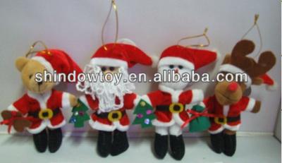 China New 100% Mini Plush Santa Claus Reindeer Christmas Cloth Soft Red Cloth Bear Teddy Bear With Cloth Christmas Bear Key Chain for sale