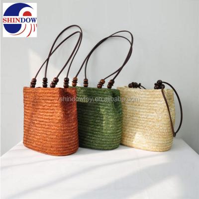 China Hot Sale Environment Friendly Different Color Woven Straw Beach Bag For Women for sale