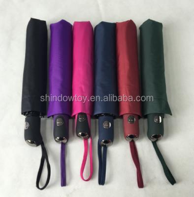 China New Design Solid Color Folding Outdoor Raining Umbrella 3 Folds Umbrella for sale