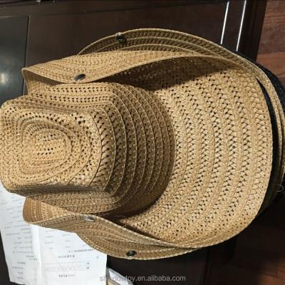 China Hotest Fashion Cowboy Hat Striped Straw Hat For Male for sale