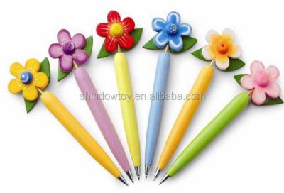 China Promotional Pen Colorful Cotton Flower Shape Ball Pen Best Promotional Gifts for sale