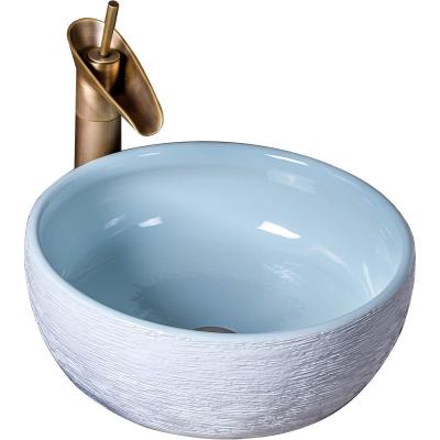 China 1300 Degree Fired Art Ceramic White Color Bathroom Vanity Cabinet Basin Wholesale Chinese High Quality Modern Carved Sanitary Wash for sale