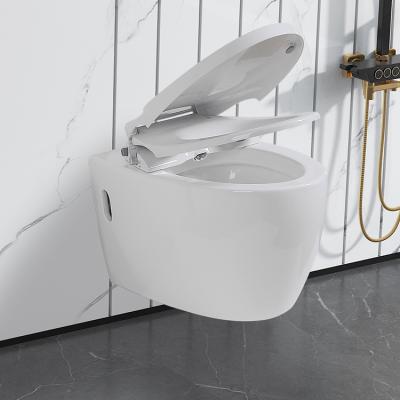 China Bathroom Ceramic Sanitary Rugged Solid Surface Double-Flow China Ware Rimless Wall Hung Toilet With Concealed Cistern for sale