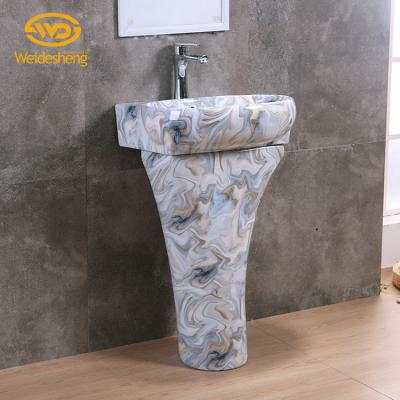 China Hand Wash New Style Single Hole Single Hole Ceramic Sink Free Floor Standing Wash Basin Pedestal Sinks for sale