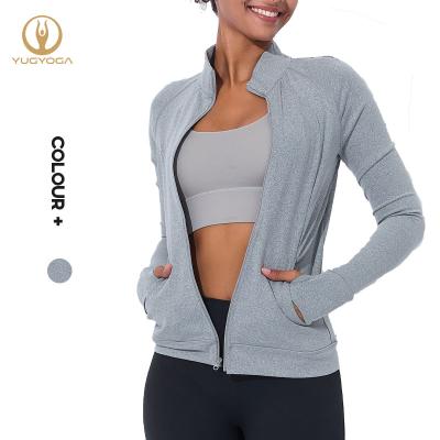 China New Design Viable Full Zipper Fashion Dropshipping Yoga Gym Wear Sports Jacket Women Sporty Running Coat for sale