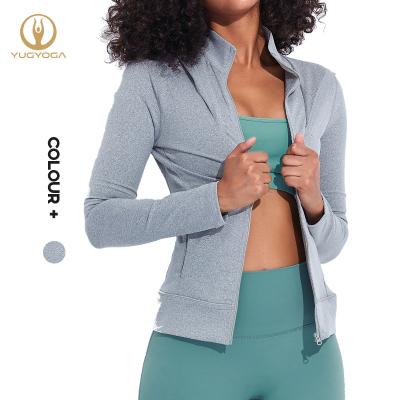 China Custom Hot Sale Yoga Sport Wear Workout Fitness Wear Dry Soft Outdoor Gym Jacket Women Viable Quickly Zippered Sports Coat for sale