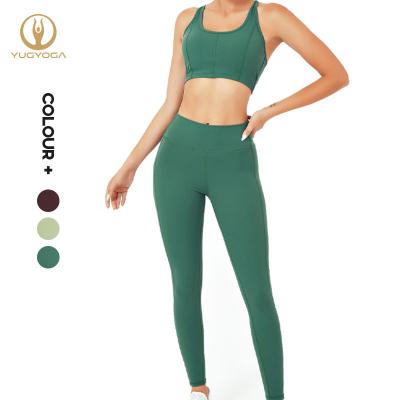 China Summer New Arrival Fitness Yoga Set Waisted Workout Leggings High Viable Active Wear Bodybuilding Exercise Seamless Yoga Set for sale