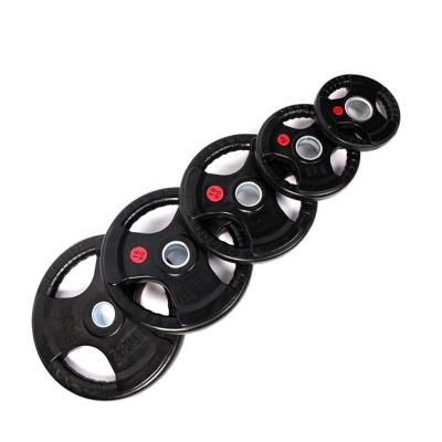 China Environmetally High Quality Pad 1in 5-25 45 Kg 25lb Plats Rubber Coated Gym Barbell Gym Equipment Weight Plates for sale