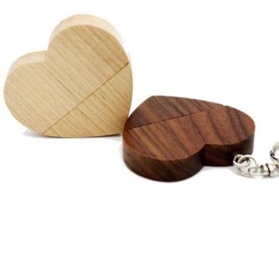 China 16GB/32GB/64GB/128GB Heart Shape 16GB/32GB/64GB/128GB Wooden USB Flash Chip Advertising Gift Memory Storage Creative Flash Drive Factory One Year for sale