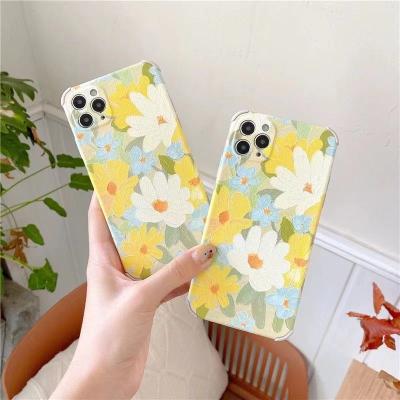 China Soft Cell Phone Bags 2021 Painted Flowers Silicone Durable Phone Case For iPhone 12 11 Pro 7 8 Max Plus XR XS Max for sale