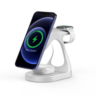 China Night Light Wireless Charger Stand with Magnetic Absorption and LED Light for Phone Earphone and Watch 3 in 1 for sale