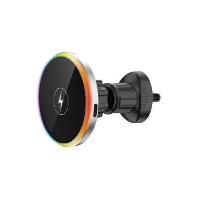 Cina Luci colorate Car Wireless Charging Magnetic Air Vent Car Phone Mount Holder 15W in vendita