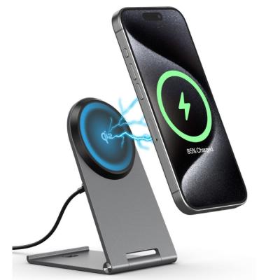 China Aluminum Alloy Qi 2 Wireless Charging Pad 15W Charge For Smart Cellphones And Earbuds for sale