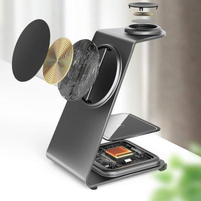 Китай Алюминиевое магнитное беспроводное зарядное устройство для iPhone Samsung Qi Phones Earbuds и iWatch продается