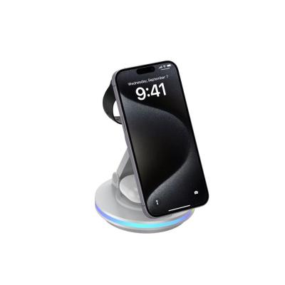 China 15W Wireless Phone Charger Stand with Foldable Design 3W Earphone Charging for sale