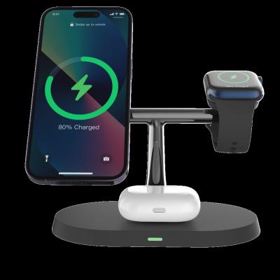 China 3-in-1 Magnetic Wireless Charger Station with Magnetic iPhone / iWatch Charging for sale