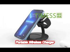 portable triple charging station - 15w magnetic fast charging for phone, watch, and headphones, cert