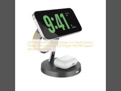 2025 Mobile Phone Stand Charger 3 In 1 Multi-Function Charger ABS+Zine Alloy QI2 Charger 15W/10W Support Iphone Plug Chager