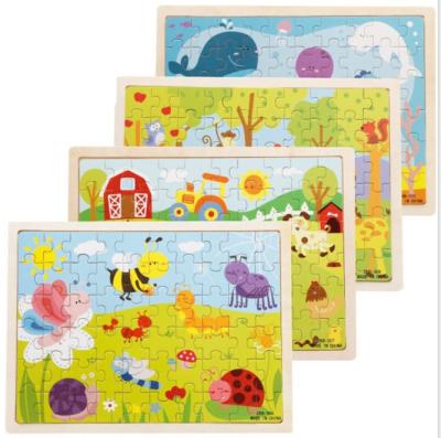 China 60 Piece Wooden Jigsaw Puzzle Toy Intelligent Animals Eco - Friendly Material For Kids DIY Wooden Puzzle for sale