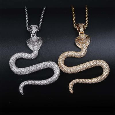 China Vintage CLASSIC Snake Zircon Jewelry Fashion Pendant Necklace Personalized Hip Hop Cobra Pendant for sale