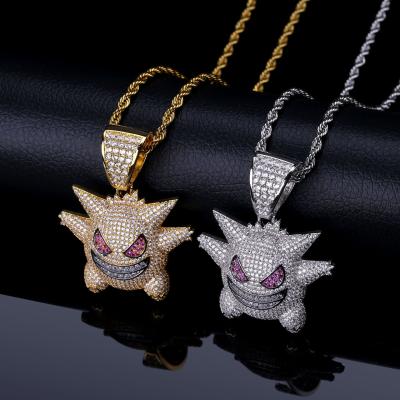 China CLASSIC Personalized Cubic Zirconia Silver Hip Hop Cubic Zirconia Cute Funny Cartoon Jewelry Full Pendant Necklace for sale