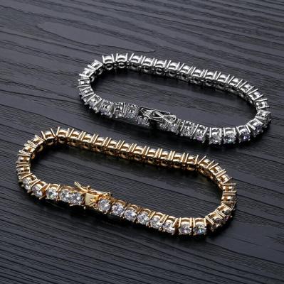 China Wholesale 5MM Material Men's Silver CZ Bracelet Zircon Tennis Hip Chain Bracelet Jewelry Gold CLASSIC Hop Chain Bracelet for sale