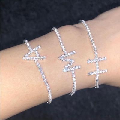 China CLASSIC 26 Letter Name Bracelet Personality Tennis Bracelet Rhinestone Anklet Chain Bracelet for sale