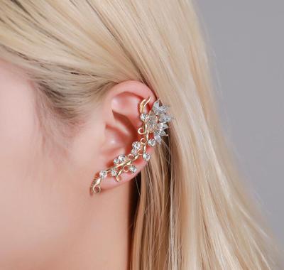 China CLASSIC Fashion Alloy Crystal Ear Cuff Earring Wrap Punk Clip On For Left Ear Women for sale